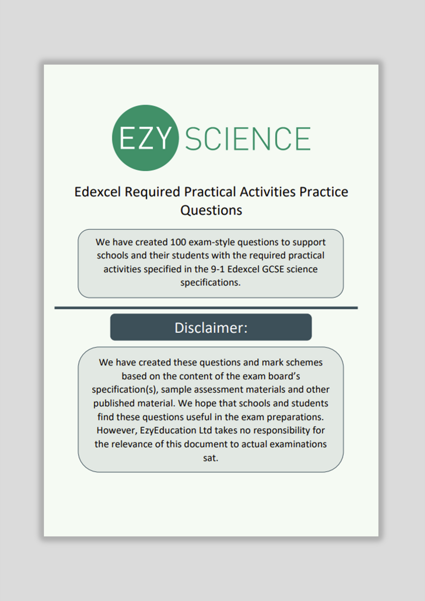 Edexcel Required Practical Questions and Answers Pack - EzyScience