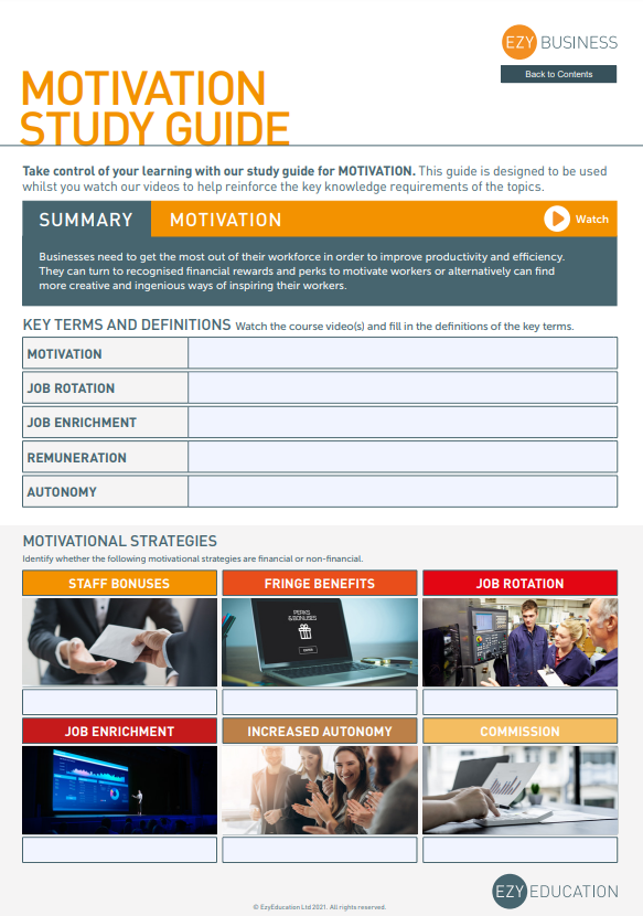 Theme 2 GCSE Business Study Guide - Module 5: Making Human Resource Decisions (Edexcel)